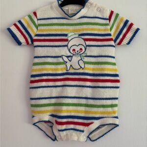 Vintage Colorful Striped Seal Romper